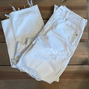 American Eagle white destroyed jeans